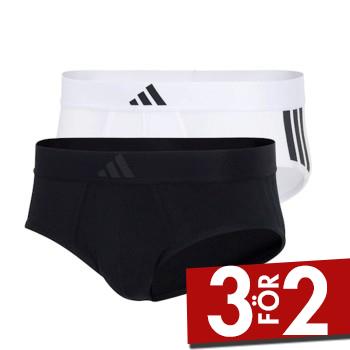 adidas Kalsonger 2P Active Flex Cotton 3 Stripes Brief Vit/Svart bomull Small Herr