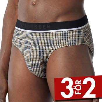 Schiesser Kalsonger 3P 95-5 Organic Cotton Briefs, Rio 3-pack Svart m Beige bomull Large Herr