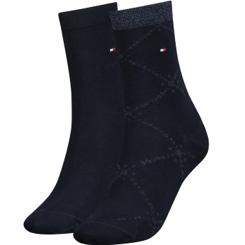 Bilde av Tommy Hlfiger Women Graphic Argyle Sock Strømper 2p Marine Str 35/38 Dame