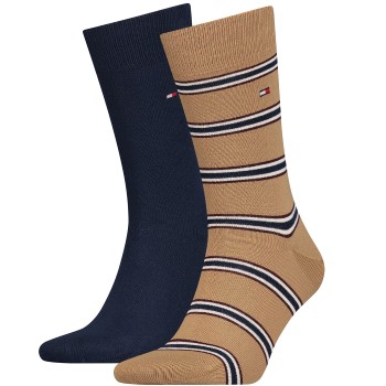 Bilde av Tommy Hilfiger Strømper 2p Men Tommy Stripe Oc Sock Blå/brun Str 39/42 Herre