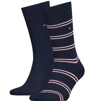 Bilde av Tommy Hilfiger Strømper 2p Men Tommy Stripe Oc Sock Blå/rød Str 39/42 Herre