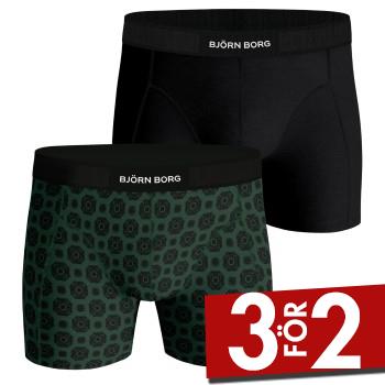 Bj&ouml;rn Borg Kalsonger 2P Premium Cotton Stretch Boxer Svart/Gr&ouml;n bomull Medium Herr