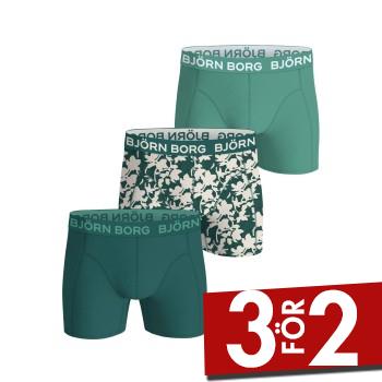 Bj&ouml;rn Borg Kalsonger 3P Cotton Stretch Boxer 1565 Gr&ouml;n M&ouml;nstrad bomull Medium Herr