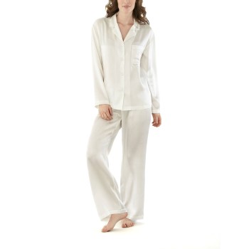 Bilde av Damella Woven Silk Plain Pyjamas Set Elfenben Silke Large Dame