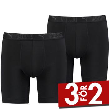Puma Kalsonger 2P Sport Microfiber Long Boxer Svart polyester Small Herr