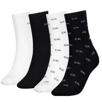 Bilde av Calvin Klein Strømper 4p Holiday Pack Aop Socks Svart/hvit One Size Dame