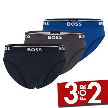 BOSS Kalsonger 3P Power Brief Gr&aring;/Bl&aring; bomull Small Herr