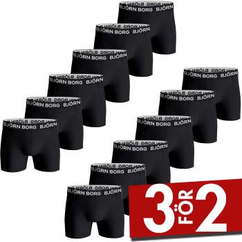Bj&ouml;rn Borg Kalsonger 12P Cotton Stretch Boxer 1718 Helsvart bomull Small Herr