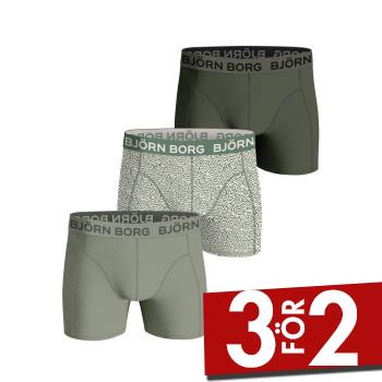 Bj&ouml;rn Borg Kalsonger 3P Cotton Stretch Boxer 1721 Gr&ouml;n M&ouml;nstrad bomull Small Herr