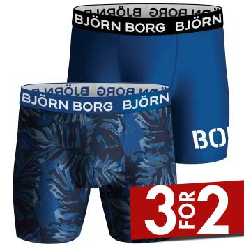 Bilde av Björn Borg 2p Performance Boxer 1727 Svart/blå Polyester Medium Herre