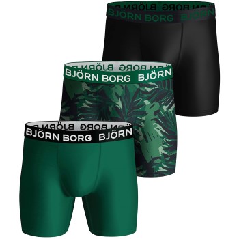 Bilde av Björn Borg 3p Performance Boxer 1729 Svart/grønn Polyester Small Herre