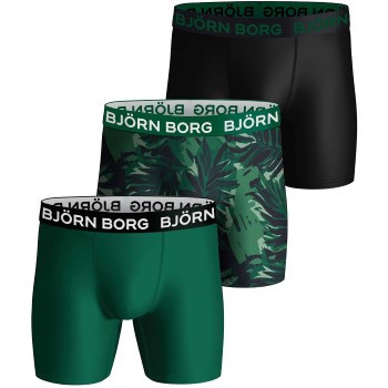 Bilde av Björn Borg 3p Performance Boxer 1729 Svart/grønn Polyester X-large Herre