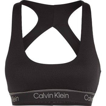 Calvin Klein BH Sport Ribbed Medium Impact Sport Bra Svart polyester Large Dame