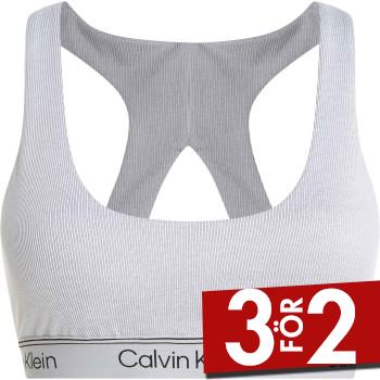 Calvin Klein BH Sport Ribbed Medium Impact Sport Bra Gr&aring; polyester Medium Dam