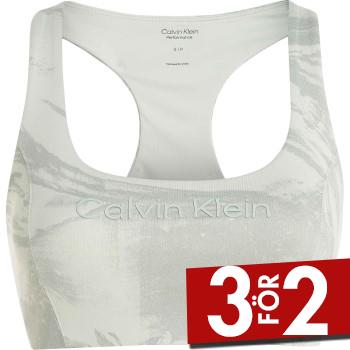 Calvin Klein BH Sport Medium Support Printed Bra Ljusgr&ouml;n Small Dam