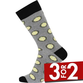 Bilde av Claudio Strømper 3p Patterned Cotton Socks Grå/gul Str 40/47 Herre