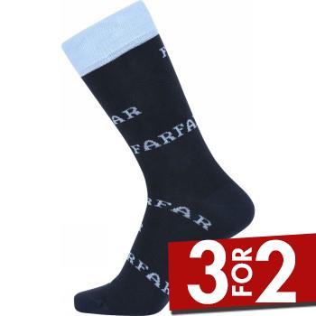 Claudio Strømper 3P Patterned Cotton Socks Marine/Blå Str 40/47 Herre