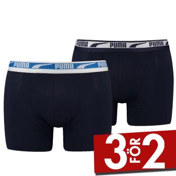 Puma Kalsonger 2P Men Multi Logo Boxer Svart/Bl&aring; bomull Medium Herr