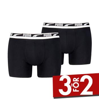 Puma Kalsonger 2P Men Multi Logo Boxer Gr&aring;/Svart bomull Small Herr