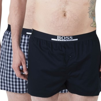 Bilde av Boss 2p Woven Boxer Shorts With Fly A Blå Mønster Bomull Xx-large Herre