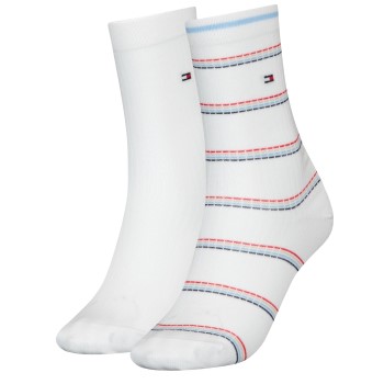 Bilde av Tommy Hilfiger Strømper 2p Coastal Stripe Tencel Socks Hvit M Rand Str 35/38