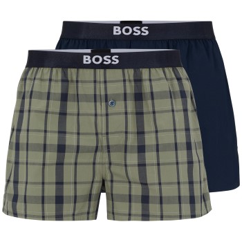 Bilde av Boss 2p Patterned Cotton Boxer Shorts Ew Blå/grønn Bomull Medium Herre
