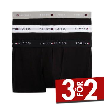 Tommy Hilfiger Kalsonger 3P Signature Essential Cotton Trunk Gr&aring;/Svart bomull Small Herr