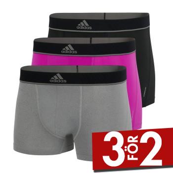 adidas Kalsonger 3P Sport Trunk Gr&aring;/Rosa polyester Small Herr