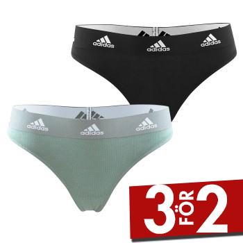 adidas Trosor 2P Underwear Brazilian Thong Svart/Gr&ouml;n bomull Small Dam