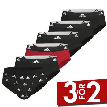 adidas Kalsonger 6P Active Flex Cotton Briefs Svart/R&ouml;d bomull Small Herr