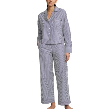 Bilde av Polo Ralph Lauren Long Sleeve Pyjamas Set Marine Stripet Bomull Large Dame