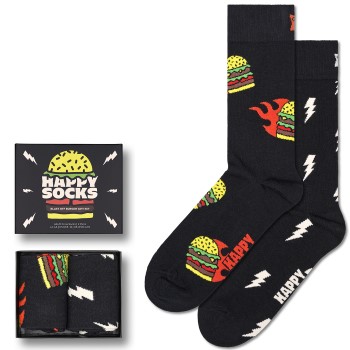 Bilde av Happy Sock Blast Off Burger Socks Gift Set Strømper 2p Svart Mønstret Str 36/40