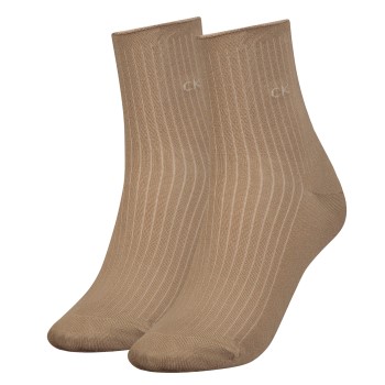 Bilde av Calvin Klein Strømper 2p Women Short Roll Top Sock Beige One Size Dame