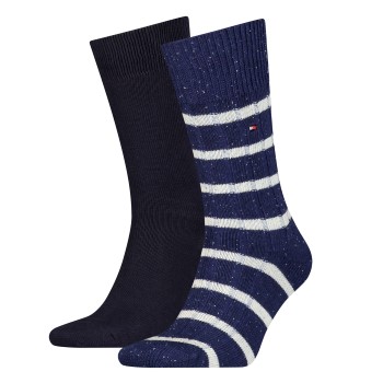 Bilde av Tommy Hilfiger Strømper 2p Men Neppy Stripe Sock Svart/blå Str 39/42 Herre