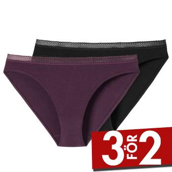 Schiesser Trosor 2P Cotton Lace Rio Slip Lila/Svart bomull 46 Dam