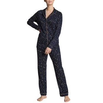 Bilde av Calida Winter Dreams Pyjama Set Marine Stripet Bomull X-small Dame