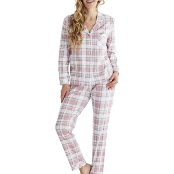 Produktfoto för Damella Checked Cotton Pyjamas Rosa Mönstrad bomull X-Large Dam