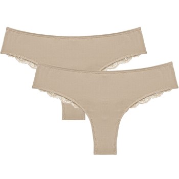 Triumph Truser 2P Lovely Micro Brazilian String Beige polyester Large Dame