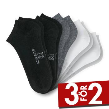 Schiesser Strumpor 5P Women Sneaker Socks Svart/Gr&aring; Strl 35/38 Dam
