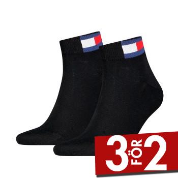 Tommy Men Uni Flag Quarter Sock Strumpor 2P Svart Strl 43/46