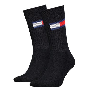 Bilde av Tommy Men Uni Tj Flag Socks Strømper 2p Svart Str 35/38 Herre