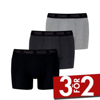 Puma Kalsonger 3P Men Everyday Boxer Svart/Gr&aring; bomull Small Herr