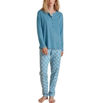 Bilde av Calida Daylight Dreams Long Pyjama Blå Mønster Bomull Medium Dame