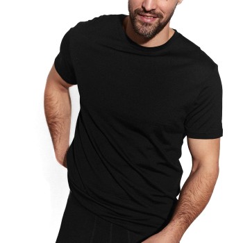 Panos Emporio Wool Tencel Short Sleeve Top Svart Large Herre