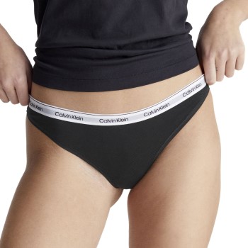 Bilde av Calvin Klein Truser Modern Logo Thong Svart Bomull Large Dame