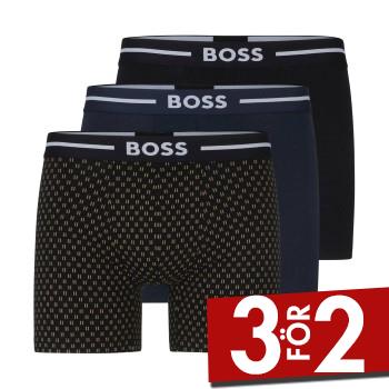 BOSS Kalsonger 3P Bold BoxerB Svart/Bl&aring; bomull Small Herr