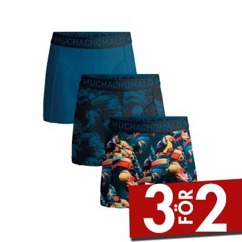 Muchachomalo Kalsonger 3P Cotton Stretch Boxer Bl&aring; M&ouml;nstrad bomull X-Large Herr