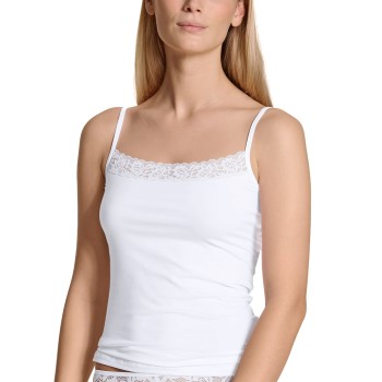 Calida Natural Comfort Lace Spaghetti Top Hvit bomull Medium Dame