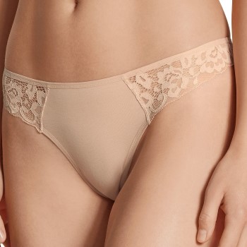 Bilde av Calida Truser Natural Comfort Lace Thong Beige Bomull Medium Dame