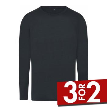 JBS of Denmark Wool Long Sleeve T-shirt Sort uld XX-Large Herre